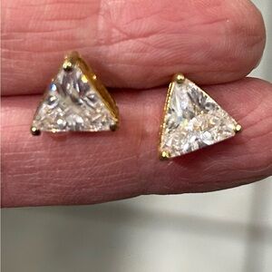 Vintage Mexican Sterling Silver and CZ earrings in gold tone. 80s